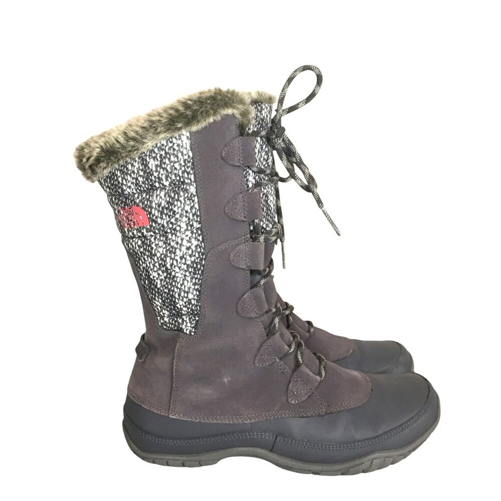 The North Face Womens 8.5/39.5 Brown Winter Boots Faux Fur Lined Waterproof